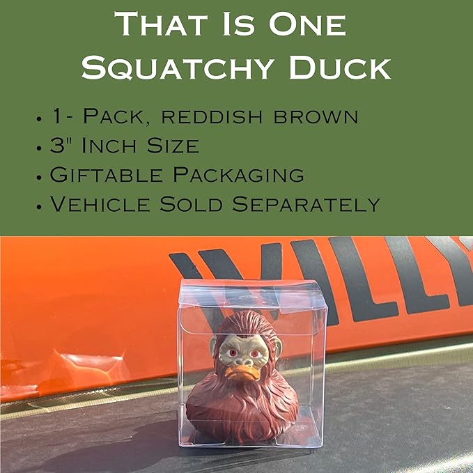 Bigfoot Rubber Ducks for Jeeps - Funny Jeep Ducks for Ducking - Unique Ford Bronco Accessories for Squatching - Cool Bigfoot Gifts - Sasquatch Toy Ducks for Cruise Ships - 3 inch (Reddish Brown, 1)