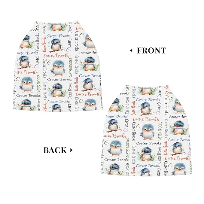 Personalized Car Seat Covers for Babies with Name – Multi-use Breastfeeding Cover Custom Kingfisher Carseat Canopy Cover, Infant Stroller Covers for Boys and Girls