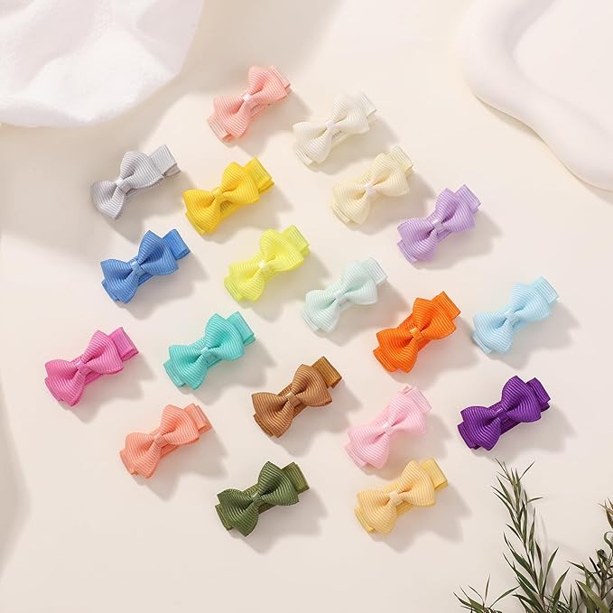 YHXX YLEN Baby Hair Bows for Girls Mini Fully Lined Hair Bows Grosgrain Ribbon 1.2" Tiny Baby Hair Clips for Baby Girls Infant Fine Hair 100PCS (50 Colors in Pairs)