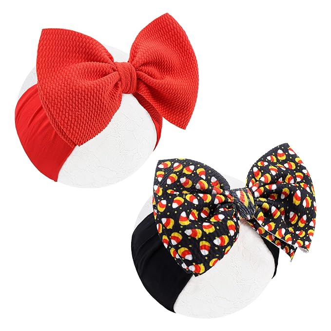 Halloween Baby Girl Bows Hair Accessories Headbands with Bows for Newborn Elastic Nylon Halloween Hairbands 2 PCS