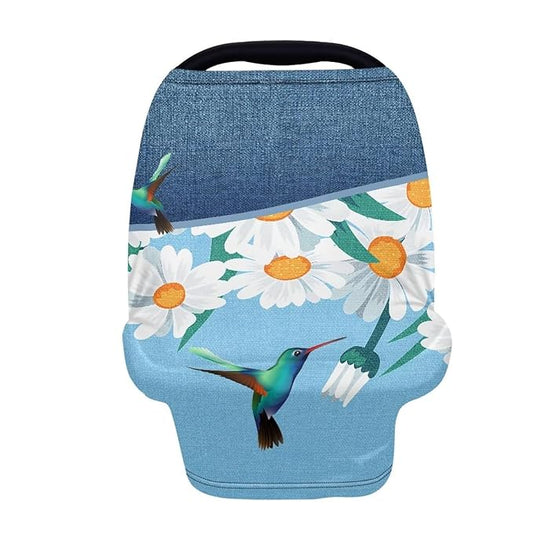 Forchrinse Hummingbird Daisy Infant Car Seat Cover for Girls and Boys Stretch Nursing Covers for Newborns