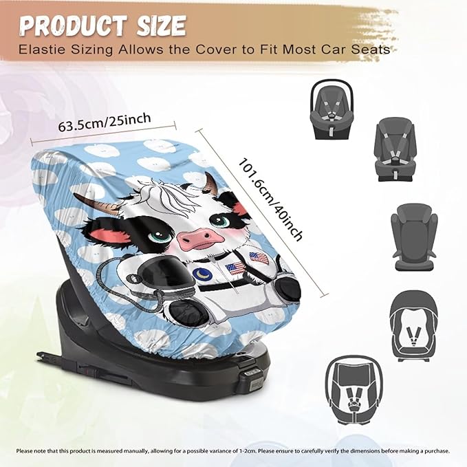 XYZCANDO Cow Print Baby Car Seat Cover for Summer Cute Car Seat Protector for Child Car Seat UV Rays Protective Car Seat Covers for Babies Carseat Cover Protect from Sun/Hot Days 2025