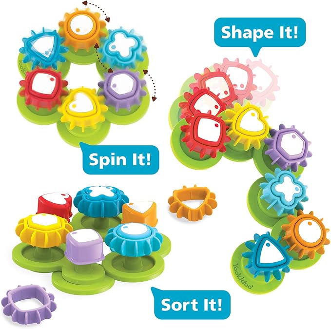 Yookidoo Shape ‘N’ Spin Gear Sorter. A Developmental Activity Toy for Kids Ages 1-3. Toddlers Sortering Game with Multiple Colors and Shapes, That Also Spins.(Gift Box)