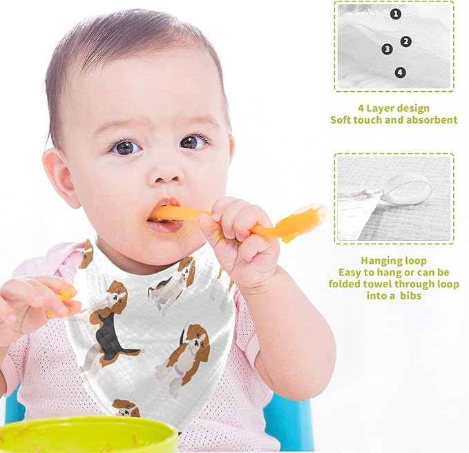 vvfelixl Beagle Puppy Baby Burp Cloths Baby Muslin Washcloths for Boys Girls Cotton Baby Face Towel for Newborn Infants Soft and Absorbent 11.8 X 11.8 in, 5 Pack