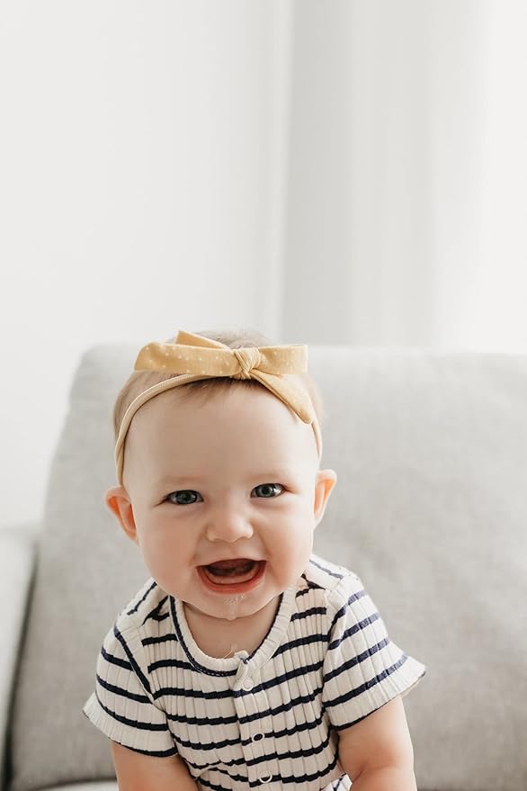 Copper Pearl Baby Bows: Stylish Headbands for Baby Girls, Premium Soft and Stretchy Baby Headbands, Perfect for Newborns, Trendy Designs - Marigold