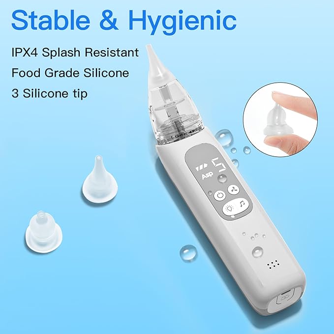 X-Bosak Nasal Aspirator for Baby, Electric Nose Sucker for Baby, Snot Sucker with 5 Levels Suction, Soothing Light & Nursery Rhymes (White)