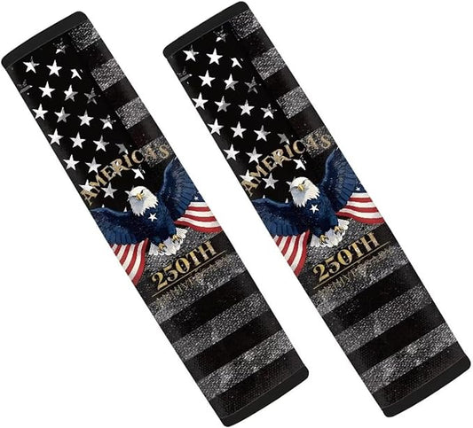 AFPANQZ 2 Pack Car Seat Belt Covers for Adults Safety Seatbelt Pad Cushion Eagle 250 Years Universal for Most Car Laptop Backpack Luggage Bag Straps Pads