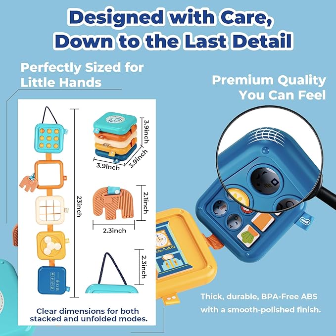 SOCBTNSO Busy Board for 1 Year Old, Travel Toys for Toddlers 1-3, Montessori Toys for Airplane Car Road Trip Activities| Baby Travel Essential Busy Cube Birthday Gifts for Boys Girls