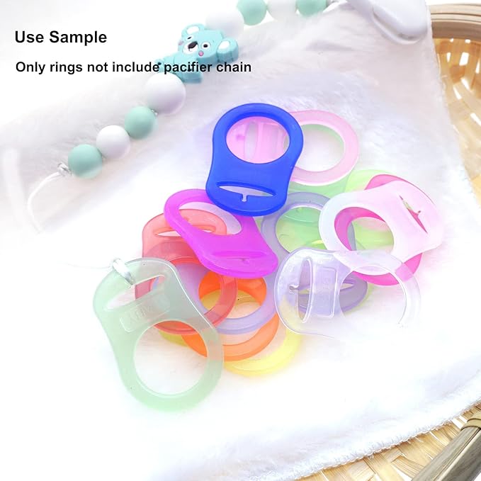 12Pcs Soft Silicone Baby Pacifier Clips Holders Silicone Adapter Pacifier Rings Infant Baby Pacifier Dummy Rings Mix 12 Colors