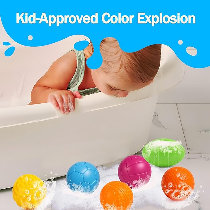 Sensory Balls for Toddlers 1-3, Baby Bath Toys 6-12 Months, 6PCS No Hole Textured Soft Balls, Safe Teething Toys for Boys & Girls, Montessori Gifts, 2025