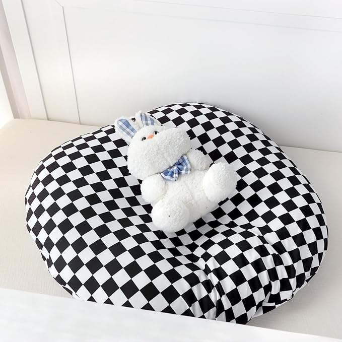 Newborn Lounger Cover and Infant Car Seat Insert, Black Checkered (Lounger Not Include)