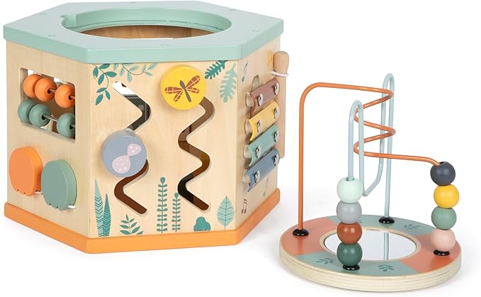 small foot Safari Motor Skills Cube 7 Sided Educational Toy 12641 [Multiple] Colorful 12641