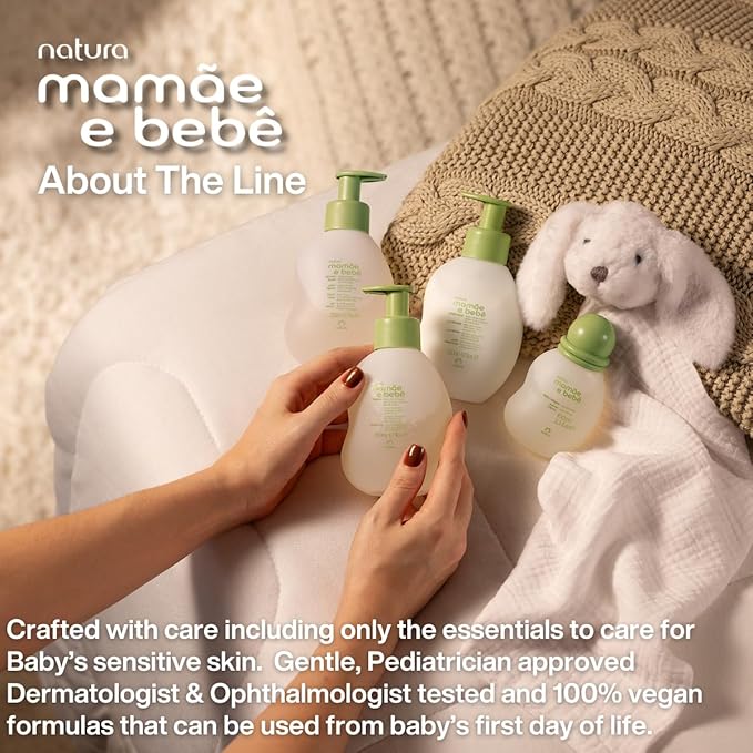 Natura - Mamãe e Bebê Baby Shampoo with Refill - 100% Vegan - Safe & Gentle Formula - 98.4% Natural Origin - All Skin Types - Cruelty Free - Brazilian Beauty - Baby Essentials - 6.7 fl oz (200ml)