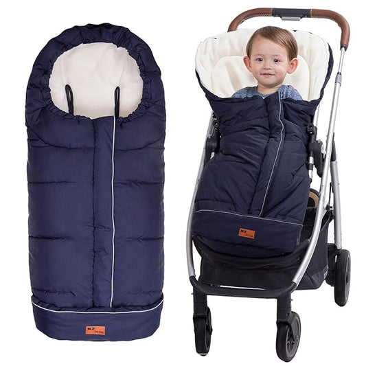Stroller Footmuff, Winter Warm Waterproof Stroller Bunting Bag Fit All Stroller, with Non Skid Adjustable Fixing Cords and Adjust Hood, Stroller Cover for Winter/Stroller Accessory