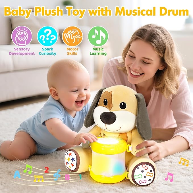 Hodurgyi Baby Toys 6-12 Months, Puppy Musical Plush with Lights, ABCs, Animal Sounds, Numbers, Infant Early Learning Toy,Christmas Birthday Gifts for 6+ Month Boys &Girls