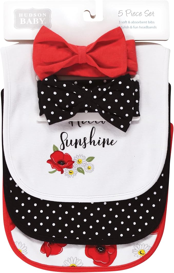Hudson Baby Unisex Baby Cotton Bib and Headband Set