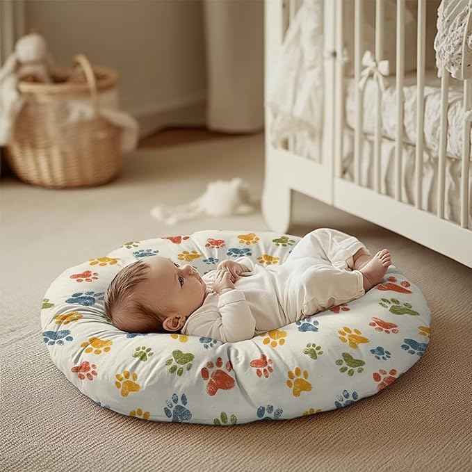 Multi Colorful Paw Newborn Lounger Cover Strechy Newborn Lounger Cover, Removable and Ultra Soft Sung Fitted Baby Lounger Slipcover Protector Easy to Use and Dustptoof