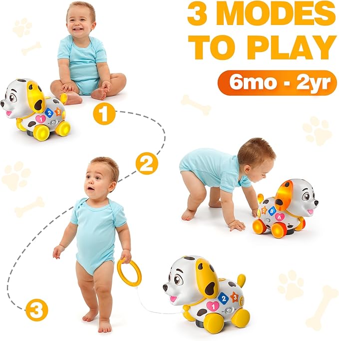 3-in-1 Musical Puppy Baby Toys 6-12-18 Month, Educational Toy for 1 Year Old Boy Girl Gifts, 1st Birthday Gift for 1 Year Old Boy Girl, Bilingual Present for 7 8 9 10 Month Infant