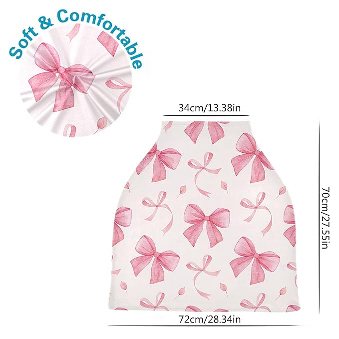 Burbuja Car Seat Cover for Baby, Lovely Bow Car Seat Canopy Nursing Cover for Breastfeeding, Multi-use Car Seat Cover for Infant Newborn Stroller Carrier Shopping Cart