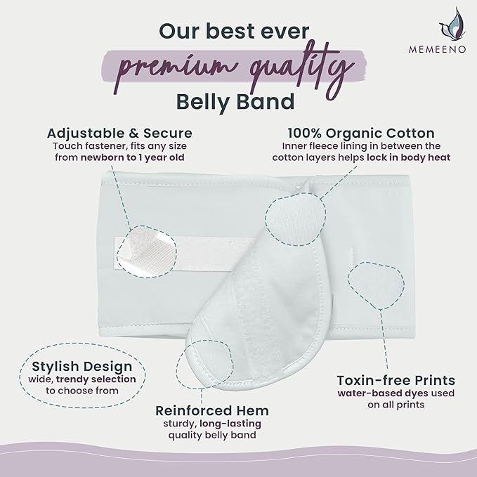 MEMEENO Baby Belly Band for Gas and Colic Baby Relief - Belly Band for Heating Pad for Colic, Heated Tummy Wrap, Sage
