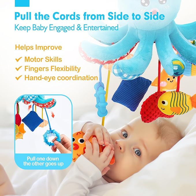 hahaland Baby Books 2 PCS and Baby Hanging Octopus Sensory Toy