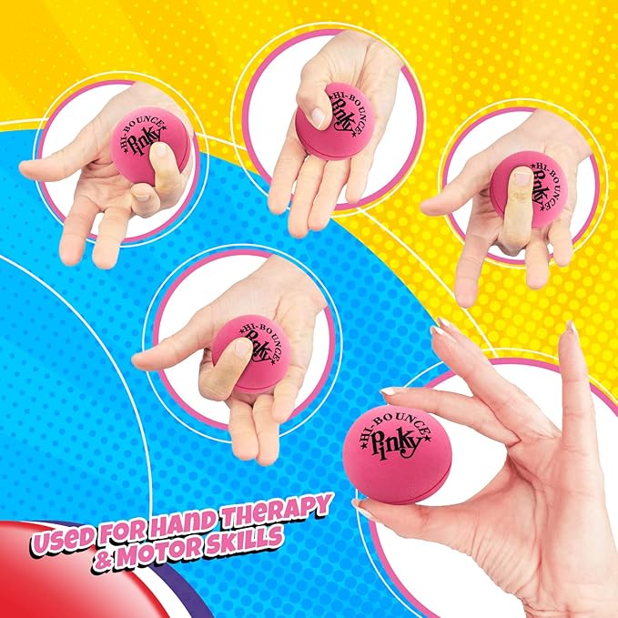 JA-RU Hi-Bounce Pinky Ball (4 Pack) 2 Inch Bouncy Balls for Kids | High Bounce Balls for Indoor & Outdoor Sports | Hand & Foot Massage Ball | Bulk Party Favors. 976-4A