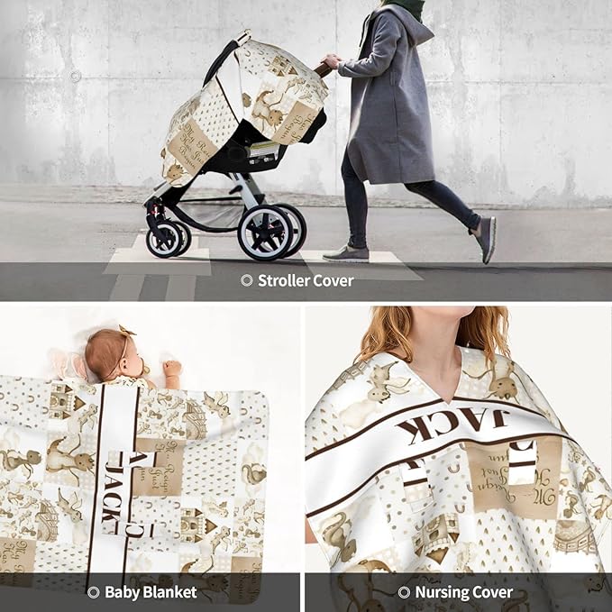 Personalized Baby Car Seat Canopy for Boys Girls, Custom Name Baby Car Seats Covers for Babies, Opening Minky Nursing Breastfeeding Stroller Cover Infant Carseat Canopies for Newborn (Flying Dragon)