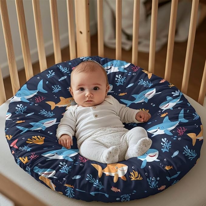 Newborn Lounger Cover, Breathable Newborn Lounger Pillow Cover Soft Lounger Cover for Boys Girls Removable Infant Nest Pillow Slipcover Infant Lounger Cover Shark Design