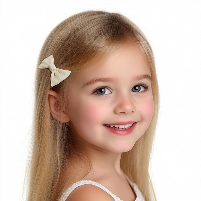Baby Hair Clips for Girls - Soft Fabric Covered Duckbill Toddler Hair Clips with Bows & Round Design, Gentle Non-Slip Hair Accessories for Toddlers(5 Pcs)