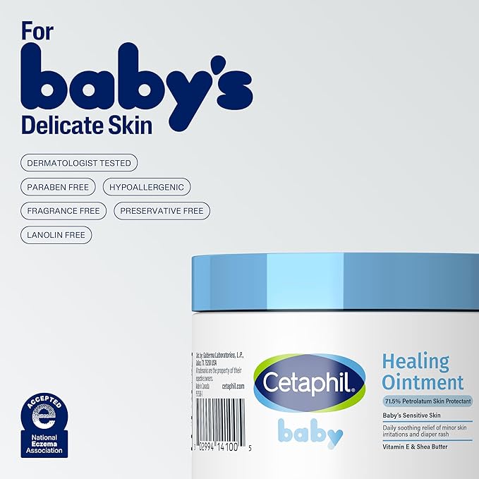 Cetaphil Baby Healing Ointment, Diaper Rash Ointment Soothes and Protects Baby's Irritated Skin, Skin Protectant For Dry Skin, 12oz