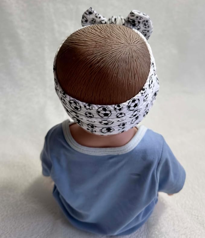 Baby Baseball Headband with Bow Headwear Sport Soccer Headband Bowknot Wide Hair Band Football Hair Bow for Toddler Infant TSFD55 (White Soccer Pattern)