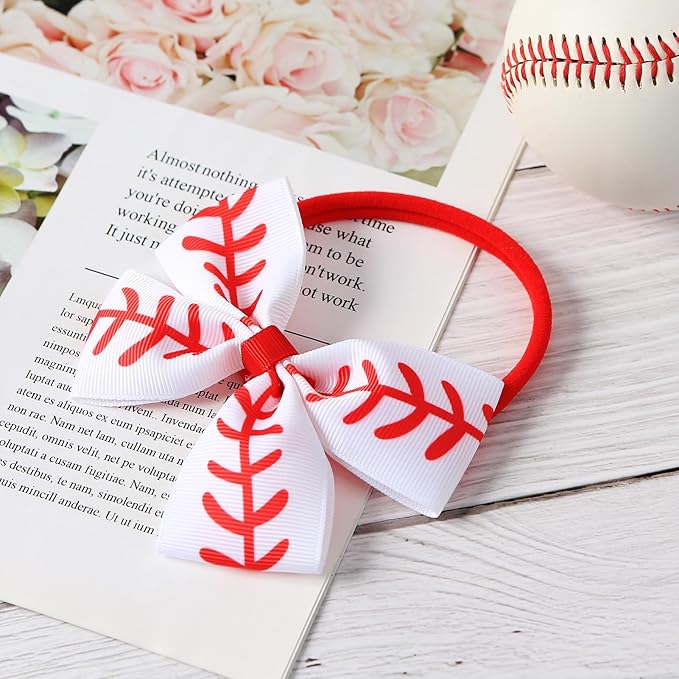 Fancheer Baby Girls Baseball Softball Print Bow Headband Infant Toddler Birthday Party Hair Accessories