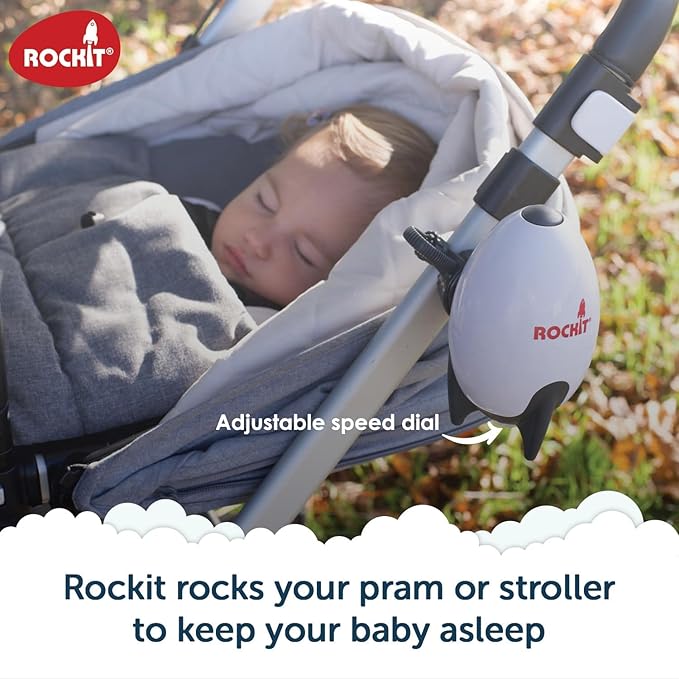 Rockit Baby Rocker USB Rechargeable - Hands-Free Portable Rocker Sleep Aid Soother Gently Rocks Stroller or Buggy - Adjustable Speed 60-Min Timer - Fits Pushchairs & Prams Creates Automatic Bouncer