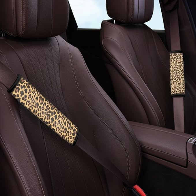 Seat Belt Cover Pad for Kids 4 Pack Car Seat Shoulder Strap Pads Seat Belt Pad Seatbelt Covers Compatible with Most Car Leopard Car Accessories for Women