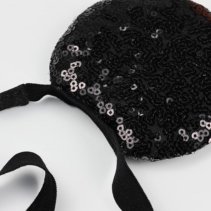 Adjustable Mouse Ears Headband, Sequin Ears Elastic Hairband for Unisex Kids Baby Boys Girls Toddlers Party Festival Supplies