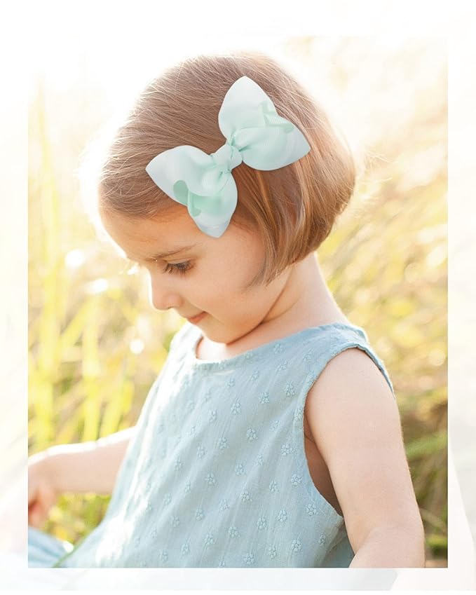 Choicbaby 40 Pieces Hair Bows for Girls 4 Inch Grosgrain Ribbon Toddler Hair Accessories with Fully Lined Clips for Toddlers Baby Girls Kids Teens