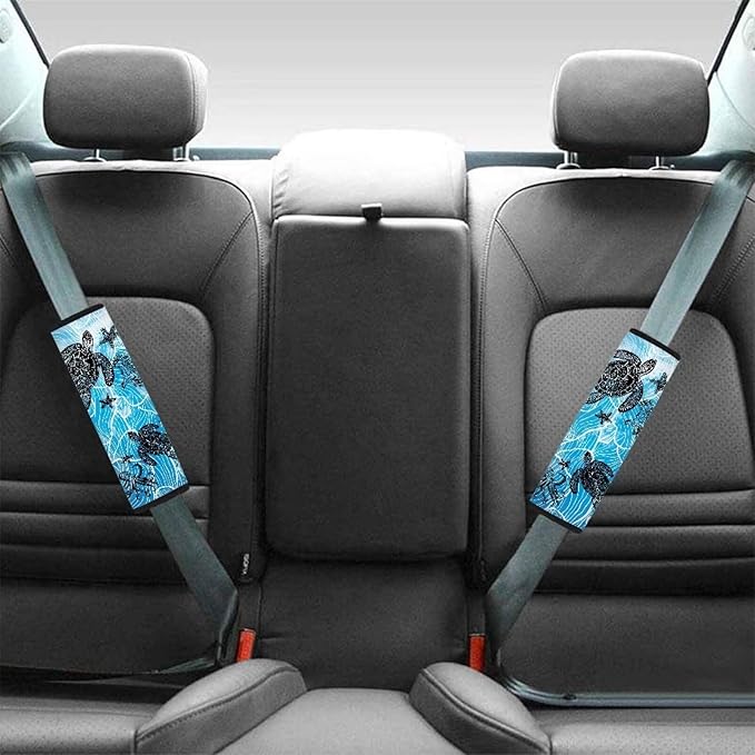 AFPANQZ 2 Pack Car Seat Belt Covers Sea Turtle Car Safety Seatbelt Pad Cushion Adjustable Universal for Most Car Laptop Backpack Luggage Bag Straps Shoulder Pad