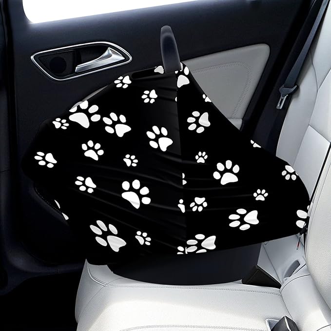Baby Car Seat Stroller Covers Dog Paw Print Black Nursing Cover Breastfeeding Scarf Soft Breathable Stretchy Coverage Carseat Canopy Cover for Boys and Girls Soft Breathable Multi Use