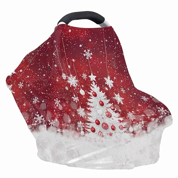 AFPANQZ Christmas Tree Print Stretchy Baby Car Seat Covers Nursing Breastfeeding Cover Breathable Multiuse Infant Carseat Canopy Stroller Cover Scarf All Seasons