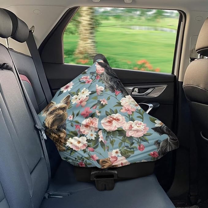 Youngerbaby Dog Flower Car Seat Canopy Nursing Cover Multi Use Baby Stroller and Carseat Cover Breastfeeding Nursing Covers