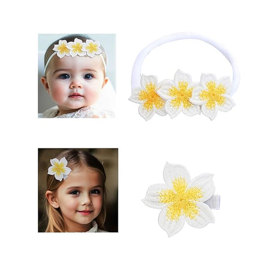 White Hair Clip Headband Hairpin Hawaiian Flower Hairpin Barrette Hair Accessories for baby Girls.(FJ89) (Type A)
