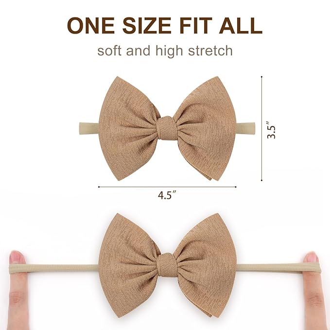 YanJie Handmade Elastic Hairband, Nylon Hair Bows for Girls Infant Toddlers Kids, 9 PCS One Size Fits All Hair Accessories for Newborn Baby