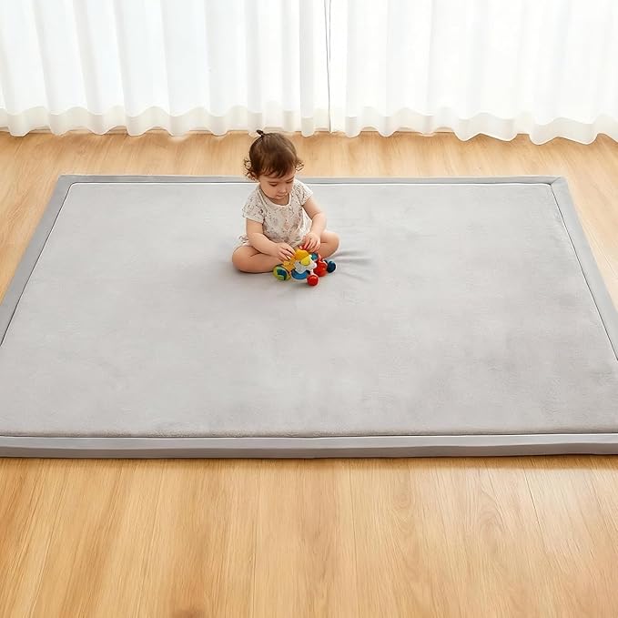 RONGFA Baby Play Mat for Floor,1.3" Thick Elasti-Foam Playpen Mat for Tummy Time, Easy Care with Non-Slip Cushioned for Infant,Kids and Toddler Crawling