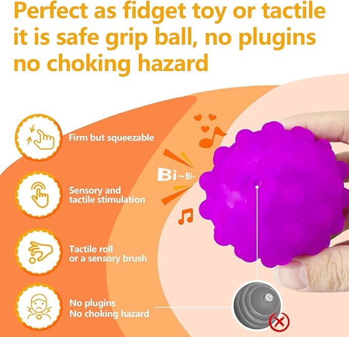 Sensory Balls for Kids 6pcs Textured Multi Ball Set for Toddlers Multicolor and Bright Handing Catching Balls BPA-Free Soft Stress Relief Toys