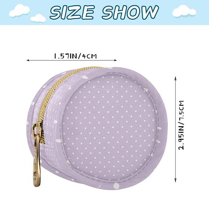 Pacifier Holder with Clip Pacifier Case for Diaper Bag Round Baby Pacifier Pouch Box Bag Portable Polka Dots Purple