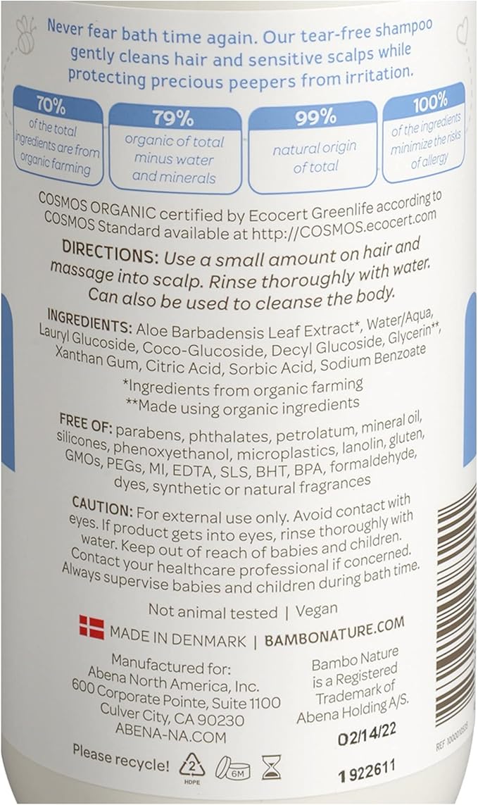 Bambo Nature Tear Clear Baby Shampoo, 16.9 fl oz, 6 Count (1 Pack of 6 Bottles)