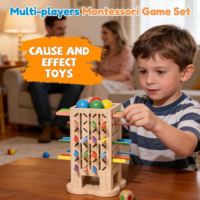 Montessori Toys Set for Kids 3 4 5 6 Year Olds, 5-in-1 Fine Motor Preschool Learning Toys, Educational Sensory Color Sorting & Board Games for Toddlers, Birthday Gifts for Boys Girls