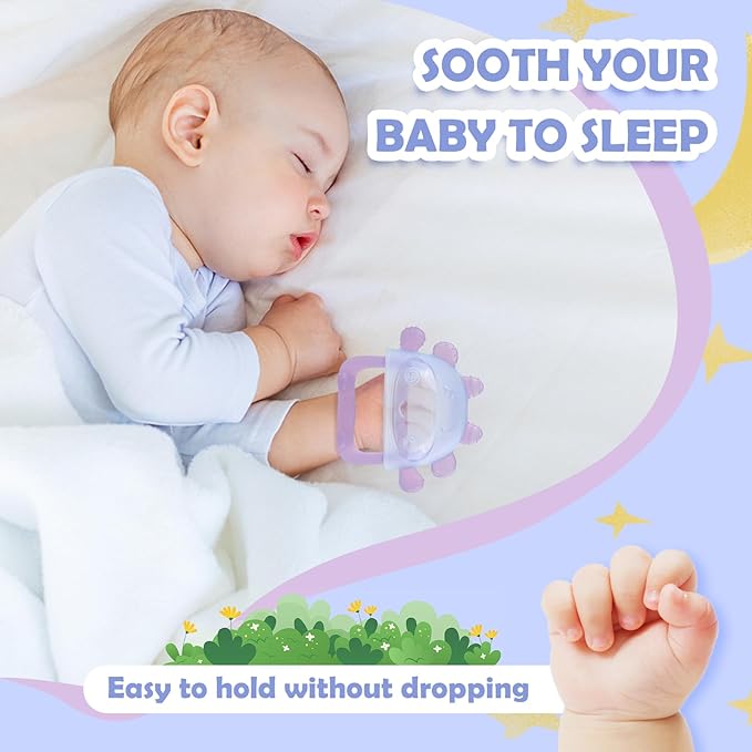 Anboor Baby Teething Toys, Silicone Teethers for Babies Anti Dropping Hand Teether, Infant Baby Chew Toys for Teething Relief, Ideal Present for Newborn Soon-to-be Mothers（Purple）