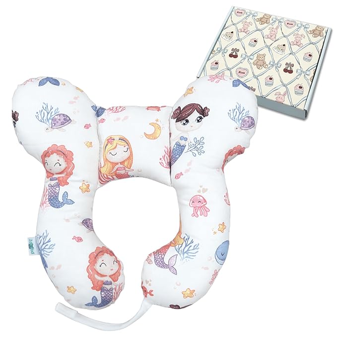 Baby Neck Pillow, U-Shape Pillow for Car Seat and Stroller Use, Soft Lightweight Pillow for Babies and Toddlers (Mermaid)