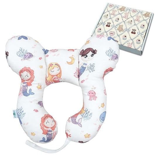 Baby Neck Pillow, U-Shape Pillow for Car Seat and Stroller Use, Soft Lightweight Pillow for Babies and Toddlers (Mermaid)